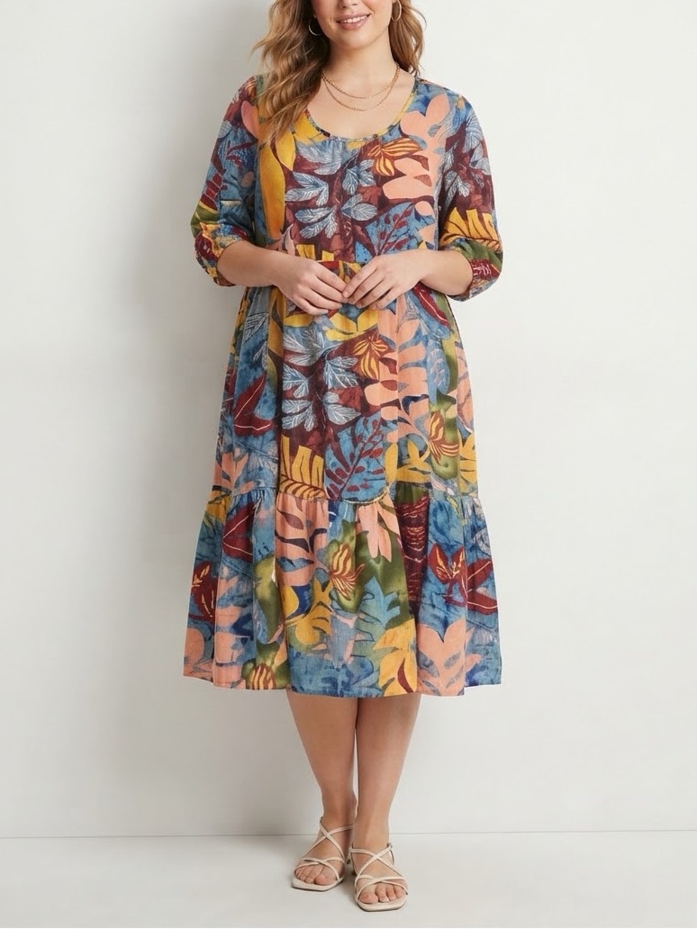 Floral Mini Dress in Blue Size Medium